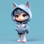 C4D渲染:街头潮流风狼耳娘Q版盲盒全身站立照 6 c4d xuan ran jie tou chao liu feng lang er niang q ban mang he quan shen zhan li zhao