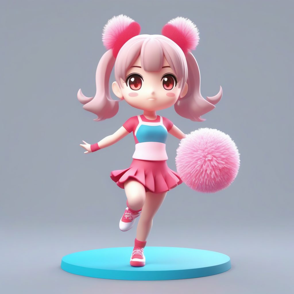 C4D渲染盲盒:高抛光Q版啦啦队女孩全身像,纯色背景AI提示词 1 C4D渲染盲盒:高抛光Q版啦啦队女孩全身像,纯色背景AI提示词