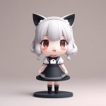 C4D渲染盲盒:高细节黑猫女仆Q版手办全身站立照提示词 6 c4d xuan ran mang he gao xi jie hei mao nyu pu q ban shou ban quan shen zhan li zhao ti shi ci