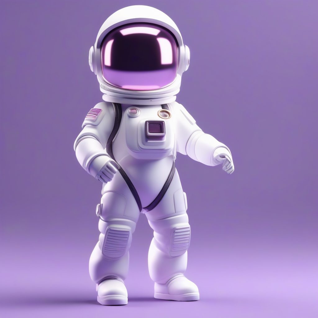 C4D渲染盲盒：极简Q版宇航员手办，高反射头盔与土星模型