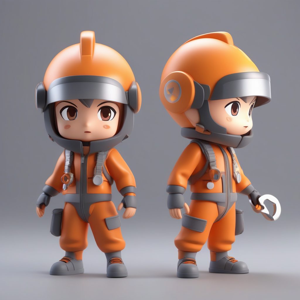 C4D渲染盲盒Q版未来机甲技师3D模型提示词