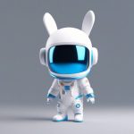 C4D渲染:Q版兔耳宇航员,未来感3D盲盒全身提示词 7 c4d xuan ran q ban tu er yu hang yuan wei lai gan 3d mang he quan shen ti shi ci