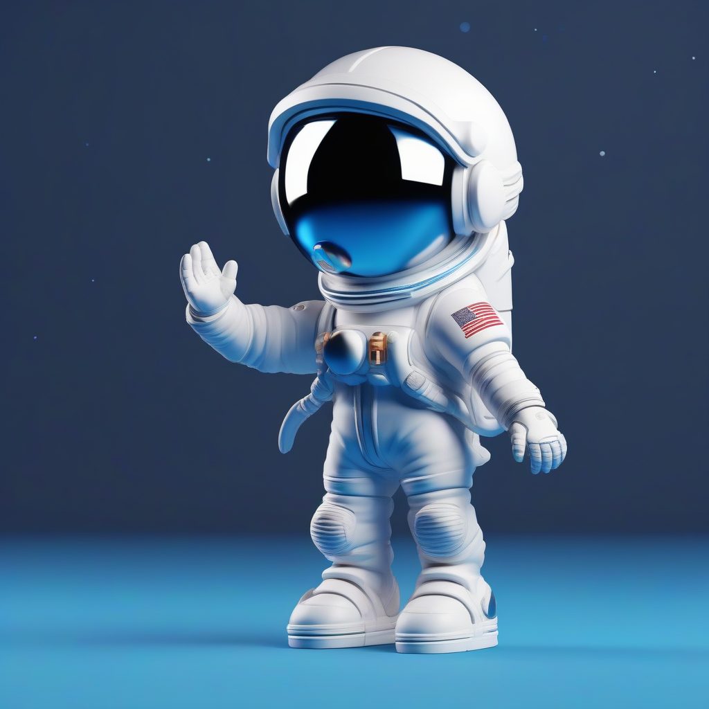 C4D渲染Q版宇航员：极简粘土风盲盒手办全身站立提示词