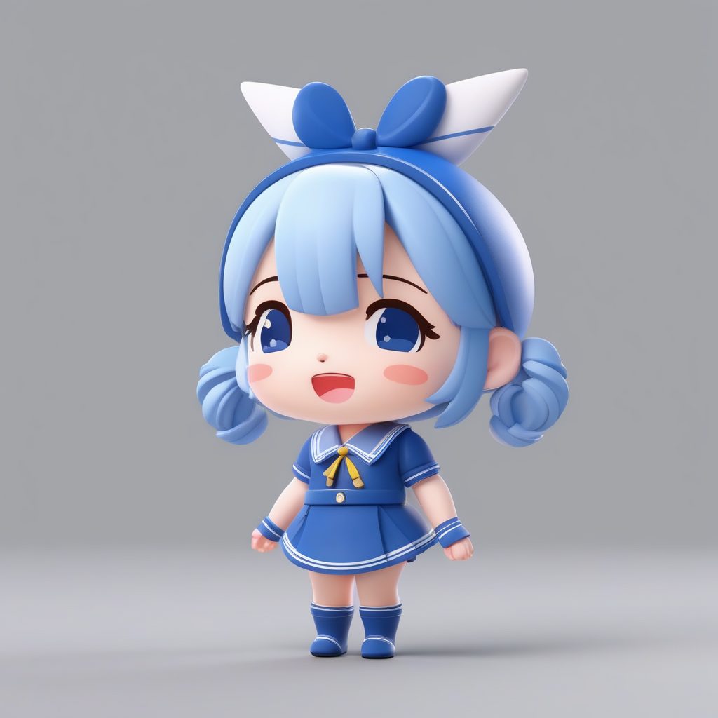 C4D渲染水手服Q版动漫女孩盲盒手办全身像