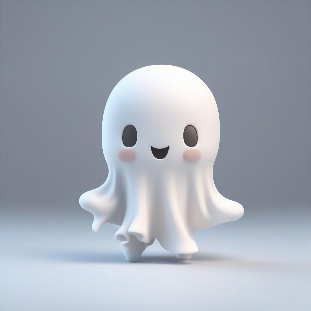 C4D哑光Q版小幽灵：全身盲盒手办，漂浮动态