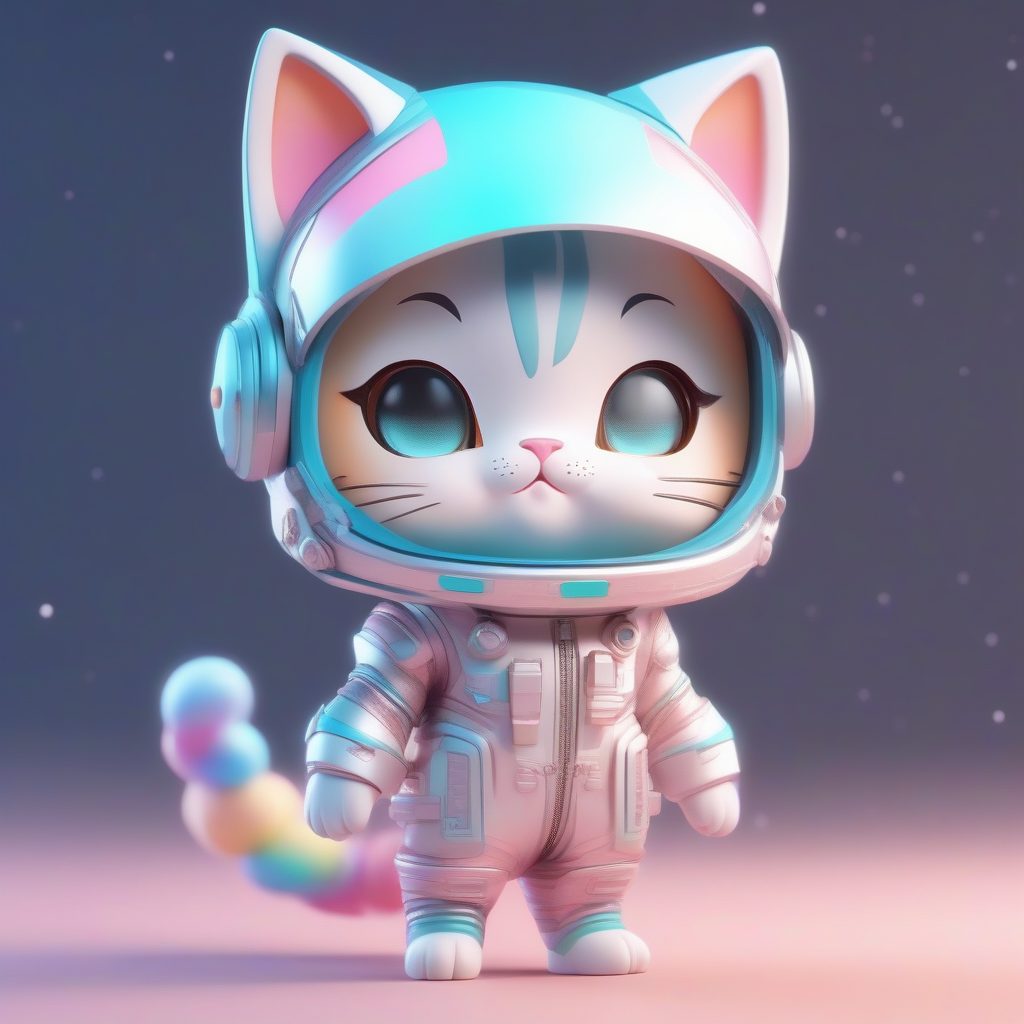 C4D宇宙猫耳娘：Q版盲盒手办，8K粘土材质全身渲染