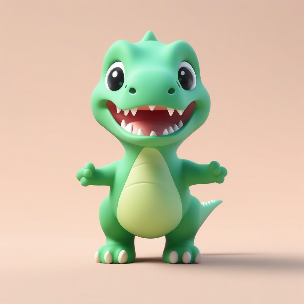 C4D圆润小恐龙:Q版盲盒手办全身渲染,纯绿背景 1 C4D圆润小恐龙:Q版盲盒手办全身渲染,纯绿背景