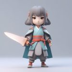 C4D专业级渲染:持剑可爱风!汉服小女侠盲盒手办全身站立照 4 c4d zhuan ye ji xuan ran chi jian ke ai feng han fu xiao nyu xia mang he shou ban quan shen zhan li