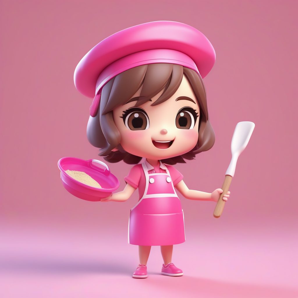 C4D Octane渲染可爱Q版厨师女孩盲盒模型设计