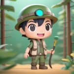 C4D Octane渲染Q版恐龙研究员男孩:3D粘土盲盒手办全身站立提示词 6 c4doctane xuan ran q ban kong long yan jiu yuan nan hai 3d nian tu mang he shou ban quan shen zhan