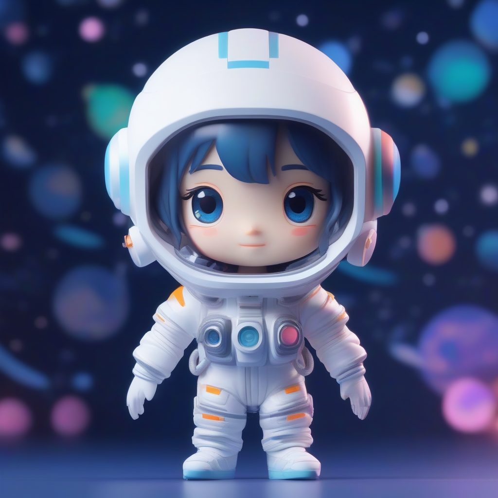 C4D Octane渲染Q版宇航员盲盒手办:8K超清全身站立插画提示词 35 C4D Octane渲染Q版宇航员盲盒手办:8K超清全身站立插画提示词