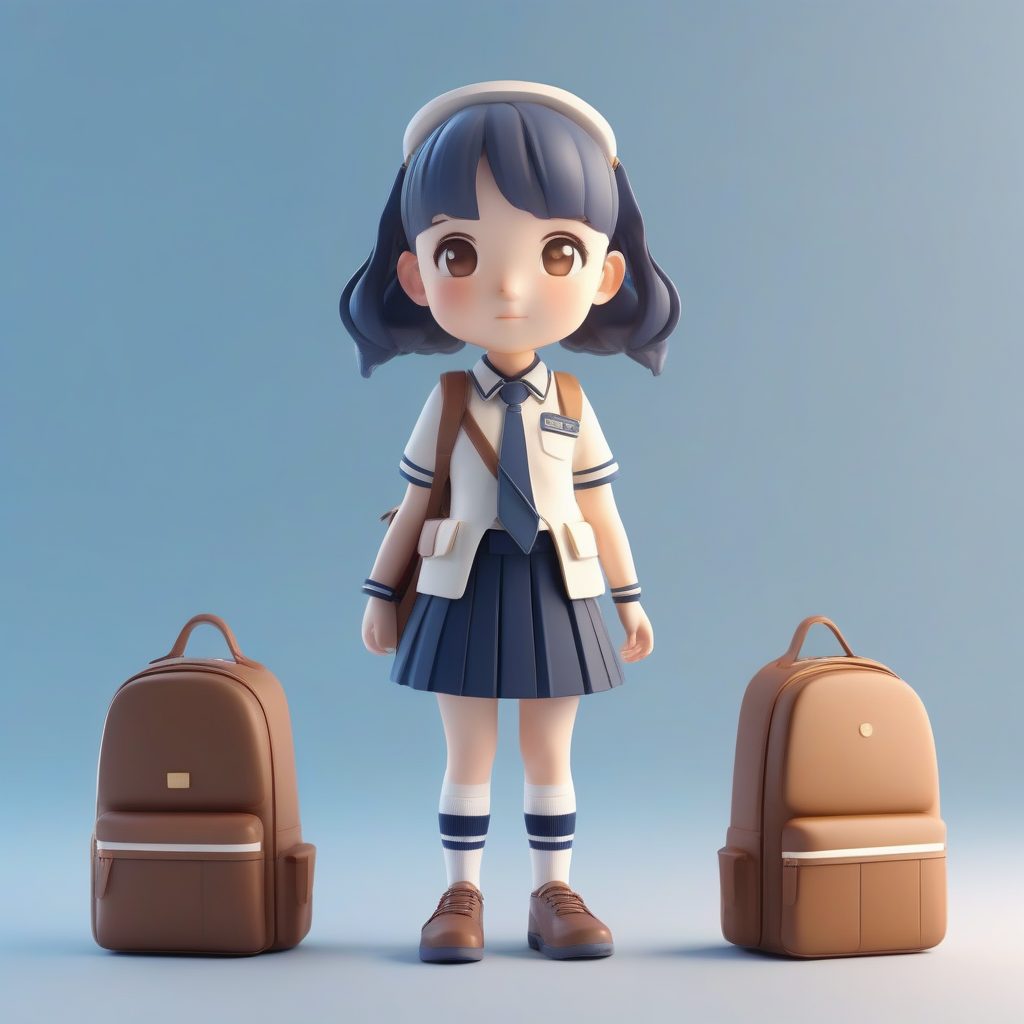 C4D Q版海军风JK：粘土材质盲盒手办全身渲染图