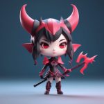 C4D Q版烈焰魅魔盲盒手办:全身站姿3D粘土高细节渲染 5 c4dq ban lie yan mei mo mang he shou ban quan shen zhan zi 3d nian tu gao xi jie xuan ran