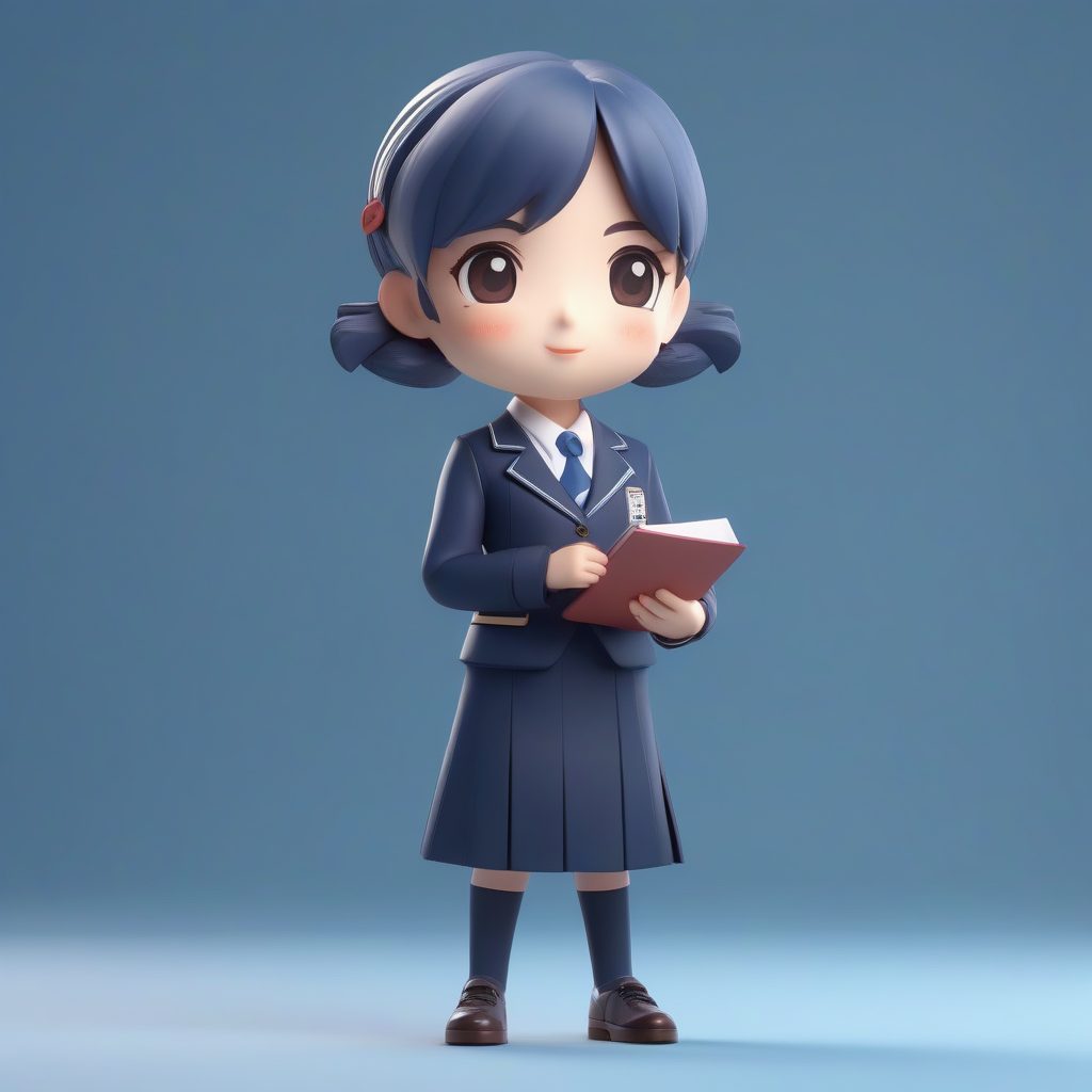 C4D Q版校长：手持毕业证书，权威又可爱的3D全身盲盒模型