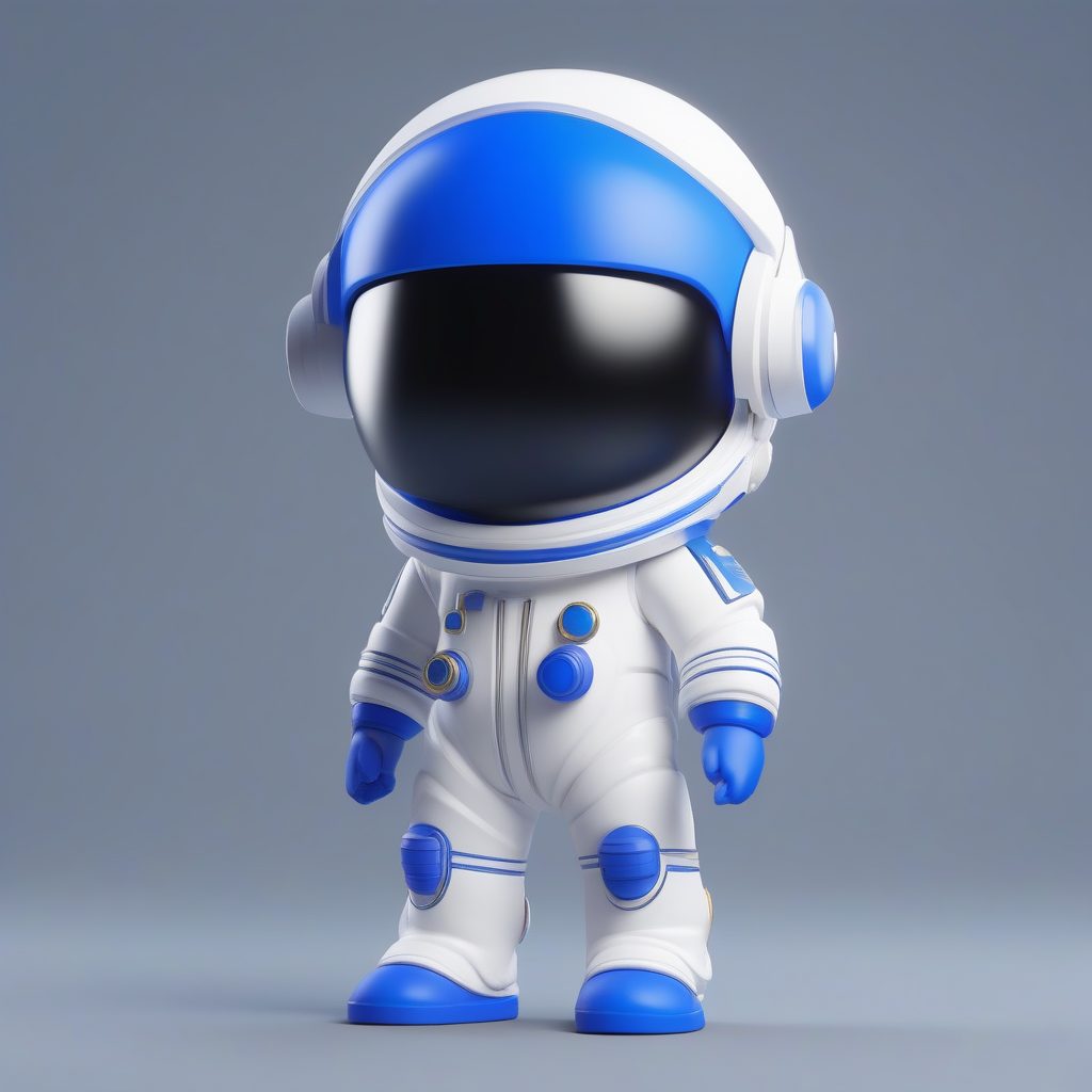 C4D Q版宇航员：太空探险家盲盒手办全身站立3D渲染