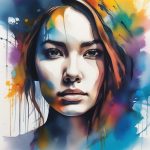 彩虹抽象水墨:流动水彩滴溅的女性肖像 7 cai hong chou xiang shui mo liu dong shui cai di jian de nyu xing xiao xiang