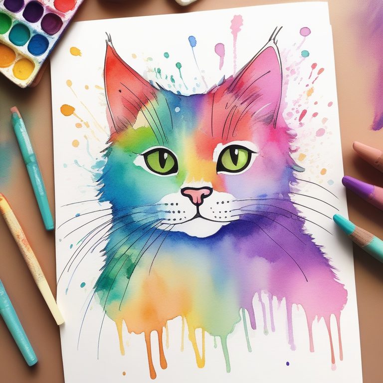 彩虹水彩猫咪日记