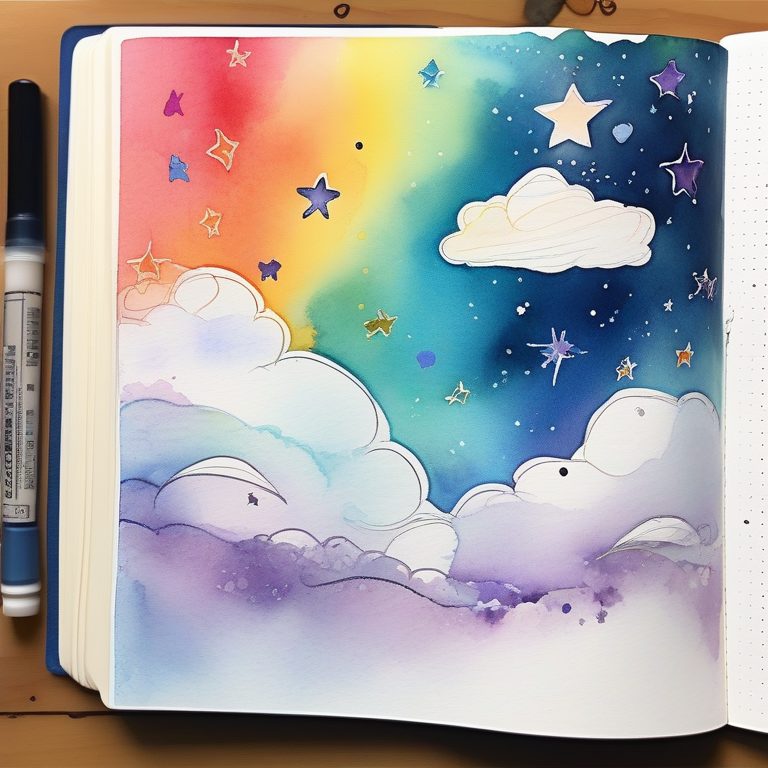 彩虹水彩涂鸦梦幻夜空