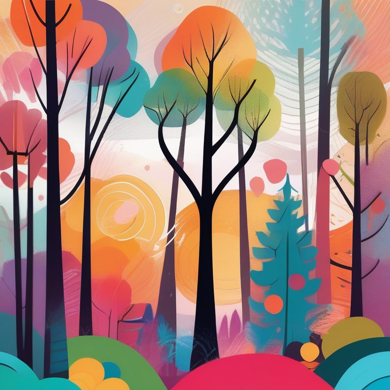 彩色插画风抽象森林