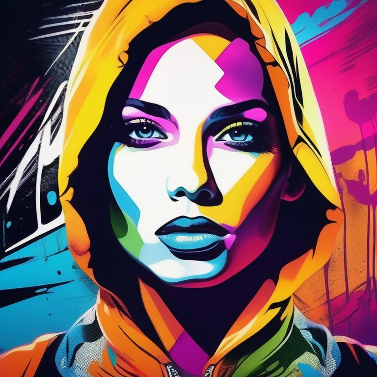 彩色流行艺术涂鸦肖像