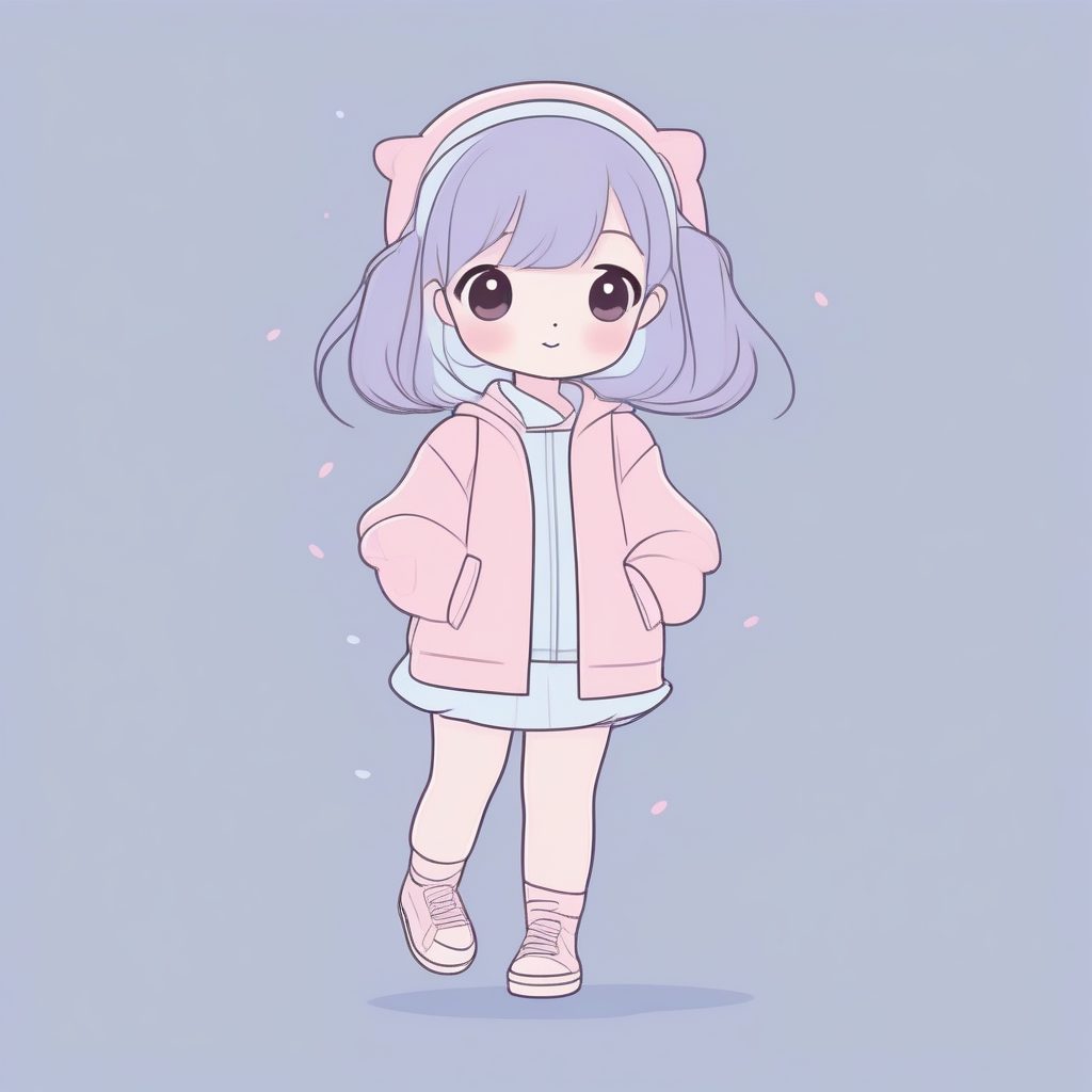 草稿风格轮廓：轻微手绘感的Q版插画