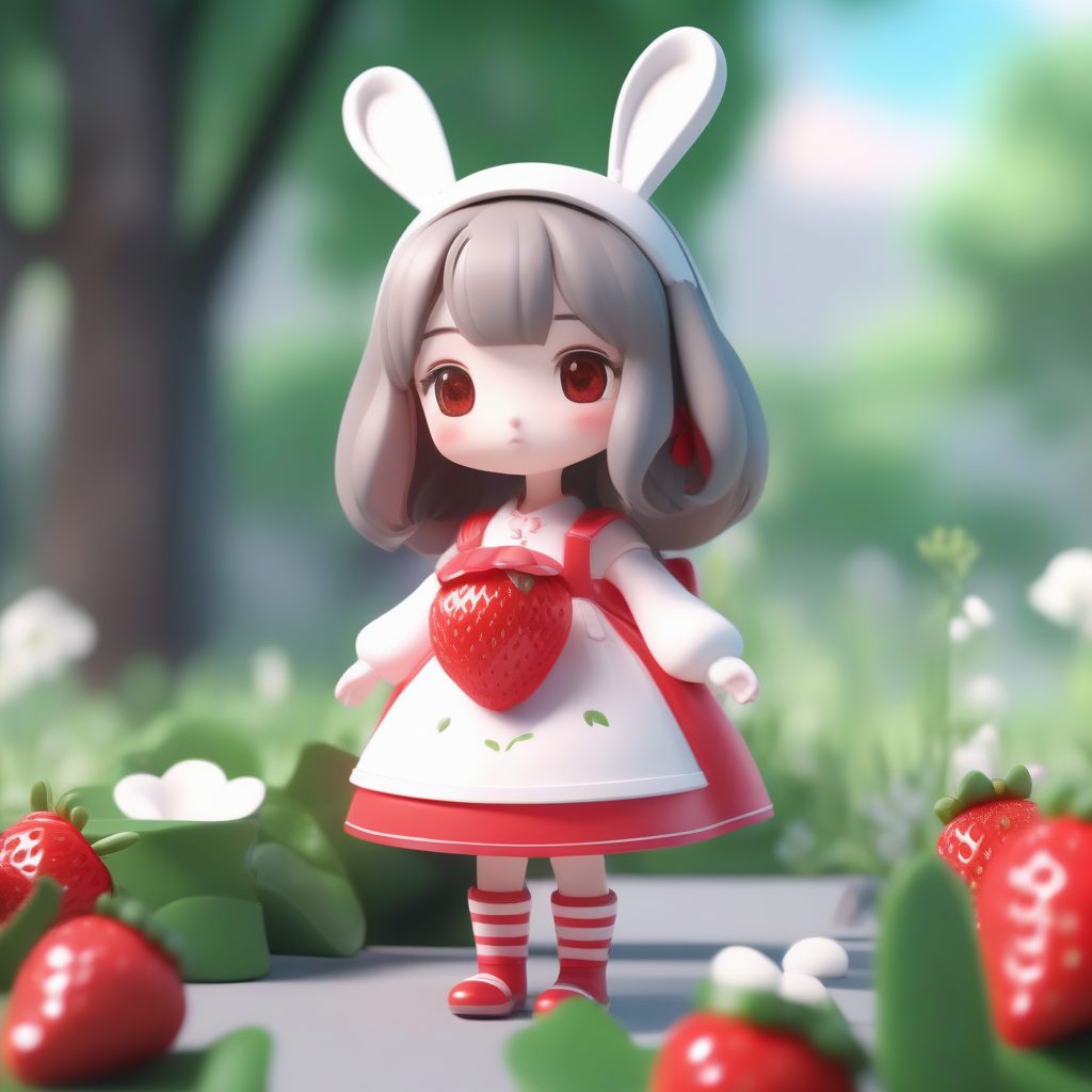 草莓甜心:拥抱巨大毛绒兔的Q版全身手办 1 草莓甜心:拥抱巨大毛绒兔的Q版全身手办