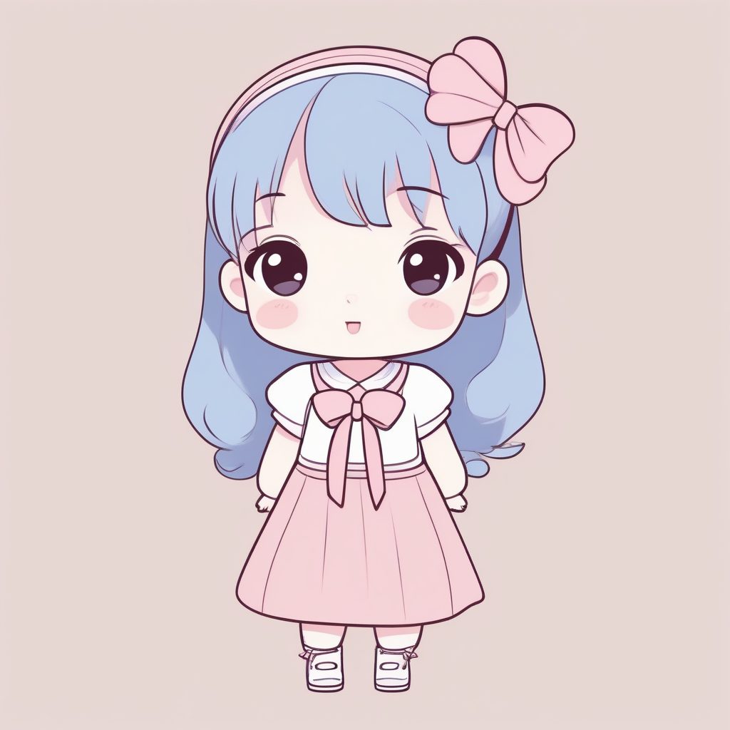 侧身微笑:发带装饰的Q版女孩涂鸦 1 侧身微笑:发带装饰的Q版女孩涂鸦