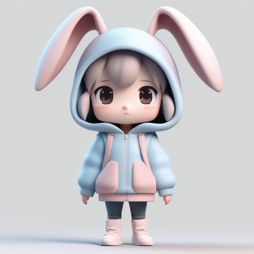 超卡哇伊！盲盒兔子Q版手办全身：高细节粘土材质渲染