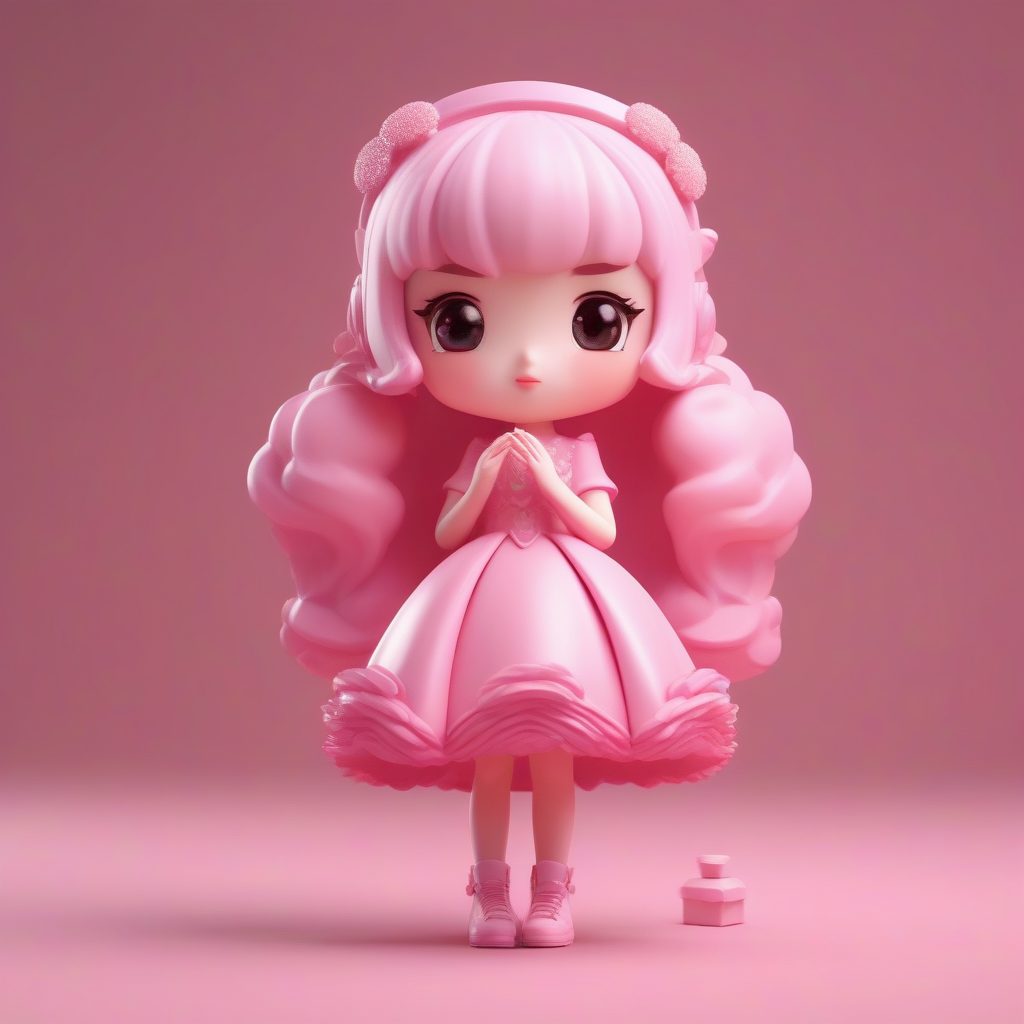 超卡哇伊【泡泡糖婚纱少女】动态Q版全身图！AI绘图C4D渲染甜系提示词