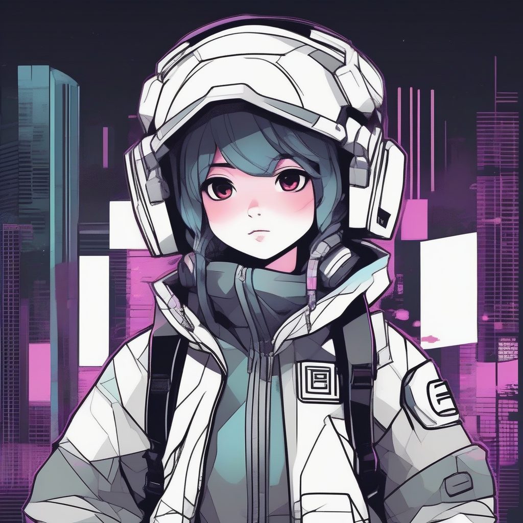 潮酷AI绘画：极简科技风Q版少女头像生成攻略，掌控粗轮廓与纯色填充