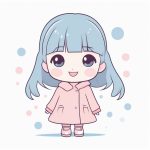 超甜美Q版涂鸦:粉蓝配色热情挥手,全身站姿特写 6 chao tian mei q ban tu ya fen lan pei se re qing hui shou quan shen zhan zi te xie