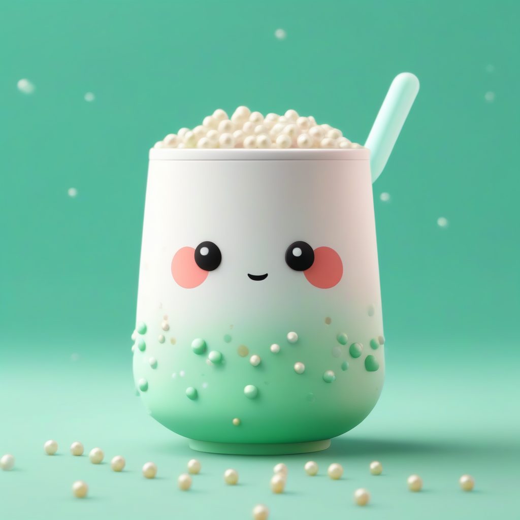 超细节粘土Q版珍珠奶茶角色：高品质3D手办立绘