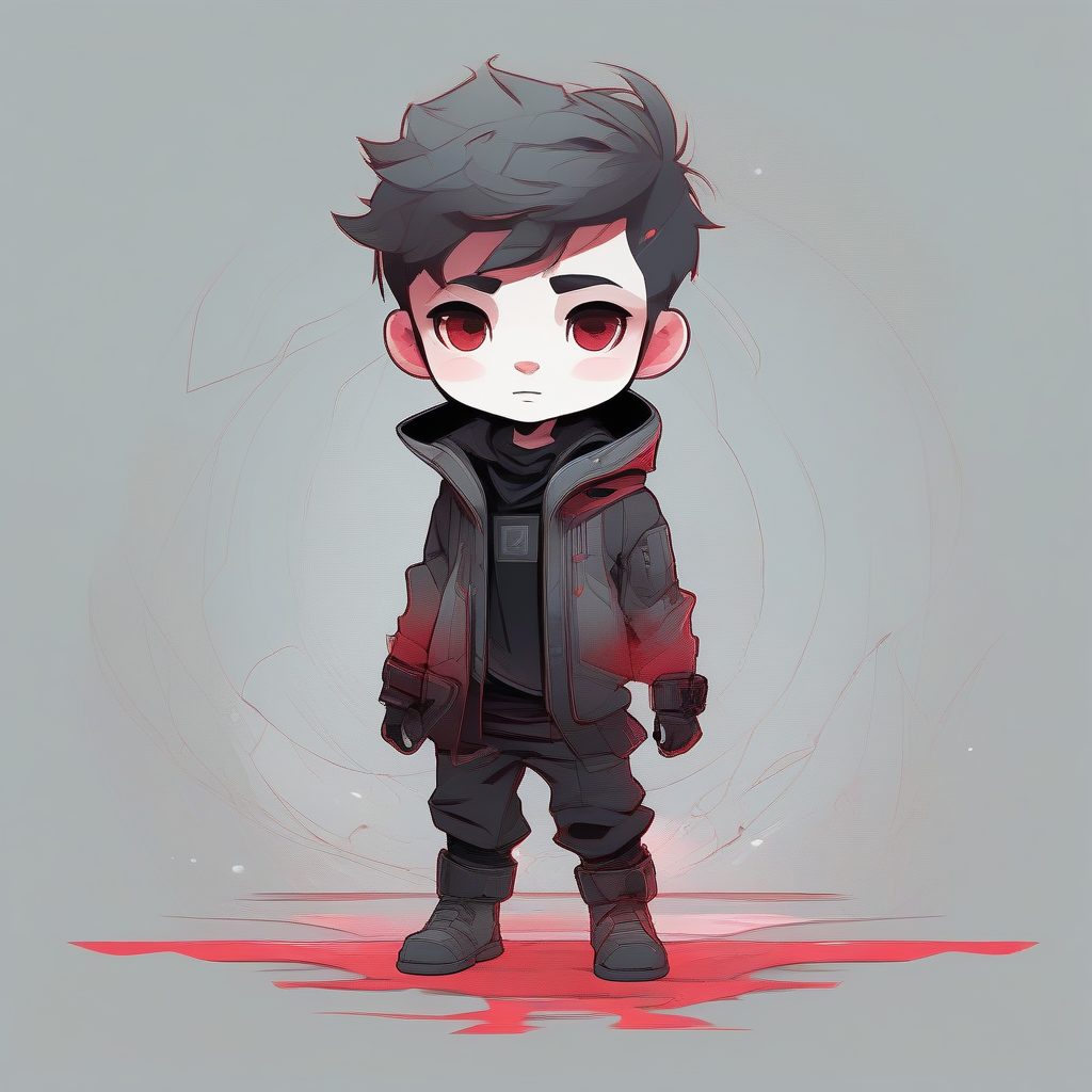 超现实海藻朋克Q版男孩:迷雾中故障艺术全身肖像 3 超现实海藻朋克Q版男孩:迷雾中故障艺术全身肖像