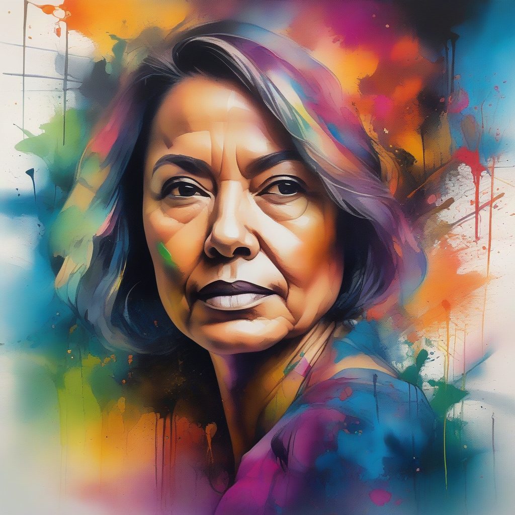 沉思之彩：泼墨与笔触下的成熟女性侧写