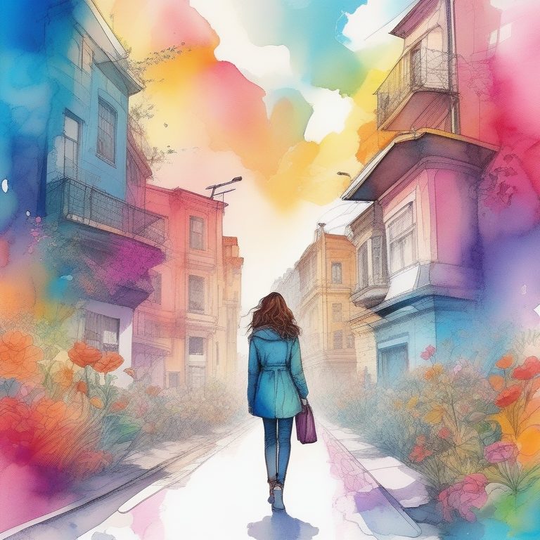 城市涂鸦女孩与繁花幻境