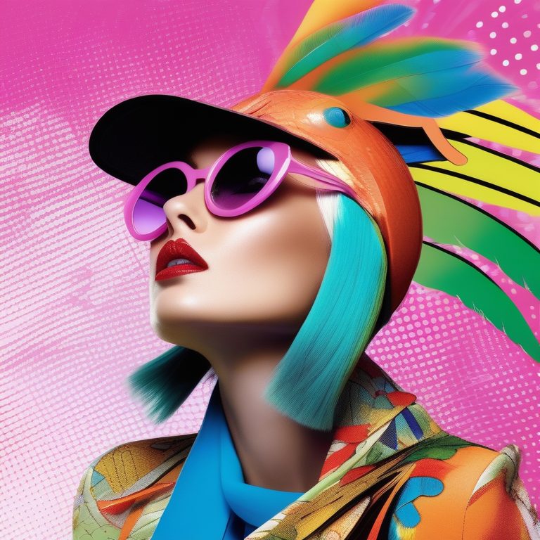 抽象波普风格下飞翔的热带鹦鹉