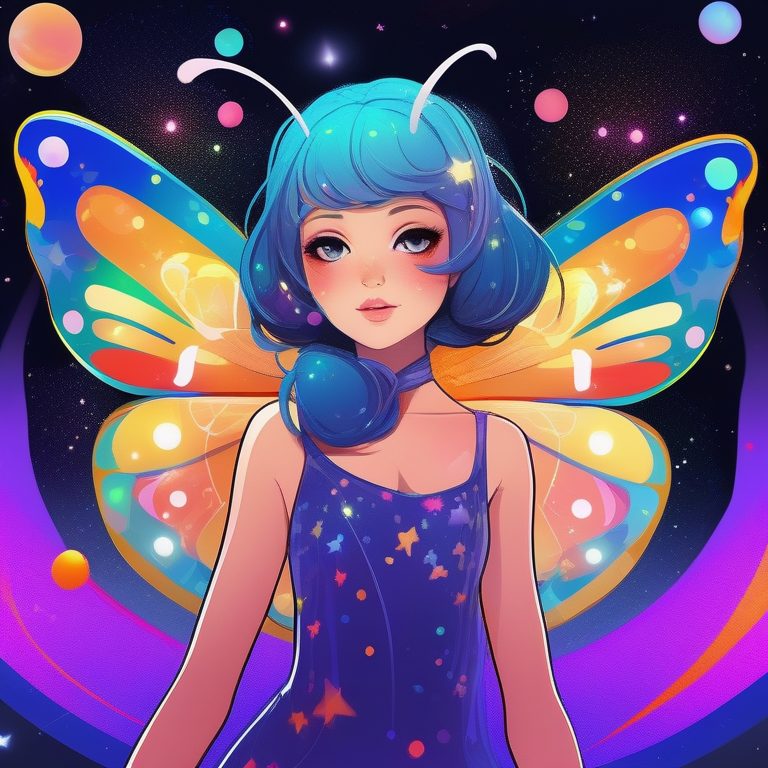 抽象波普风宇宙蝴蝶少女