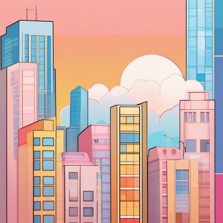 抽象流行风色块摩天大楼