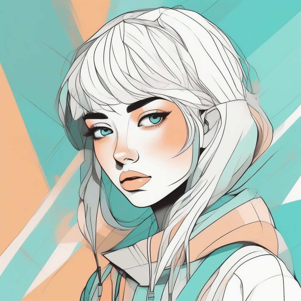 抽象马卡龙：高线稿低填充的赛璐珞肖像