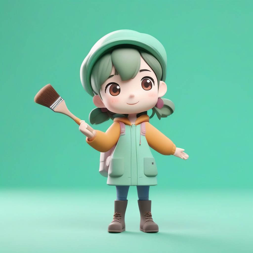 创意美术老师Q版:C4D粘土质感,抱画板的卡哇伊3D盲盒手办 3 创意美术老师Q版:C4D粘土质感,抱画板的卡哇伊3D盲盒手办