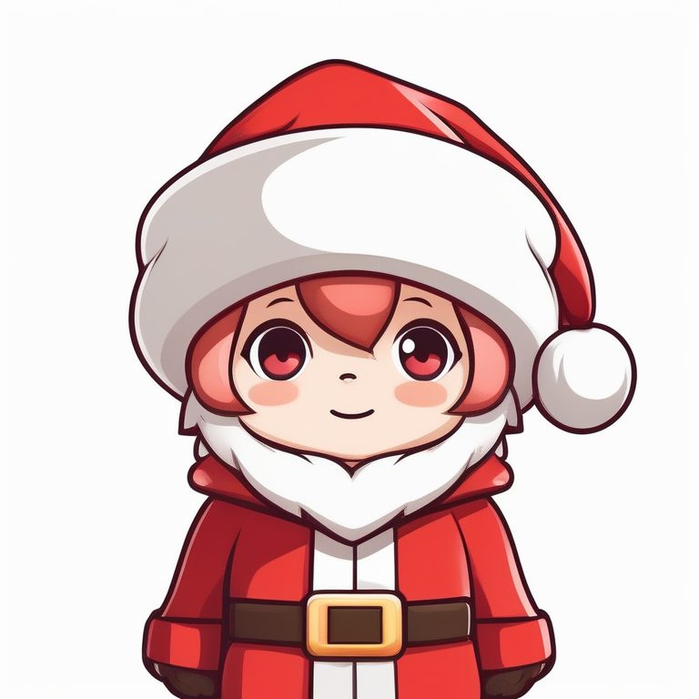 纯白背景极简卡哇伊动漫圣诞老人雪地造型