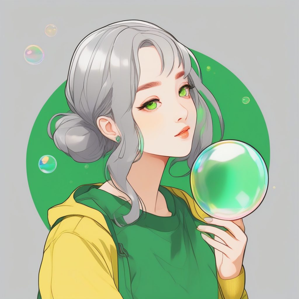 纯粹二次元：拿着泡泡的极简风少女