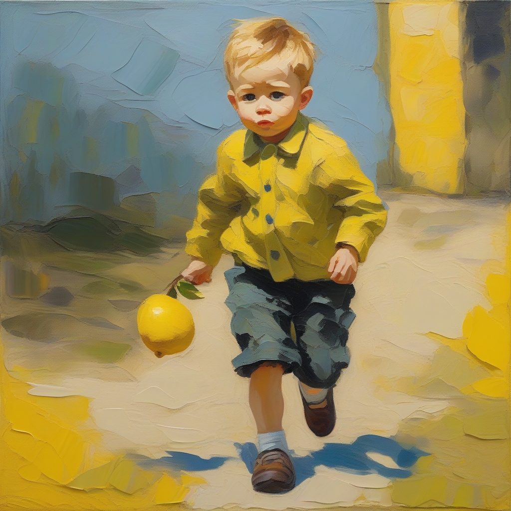 纯画家视角：调皮偷看Q版男孩厚涂全身特写