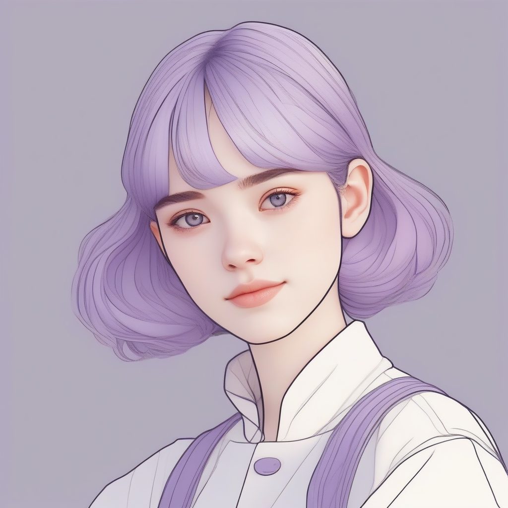 纯净治愈系：微笑着的极简风马卡龙色少女脸部特写