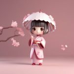 春日樱花:C4D高精细粉色旗袍Q版粘土角色全身图 3 chun ri ying hua c4d gao jing xi fen se qi pao q ban nian tu jue se quan shen tu