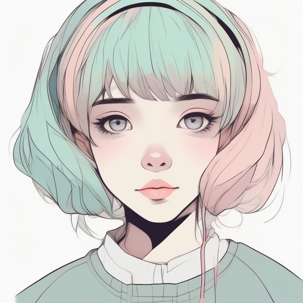 纯色背景下的慵懒女孩：微微张嘴的肖像