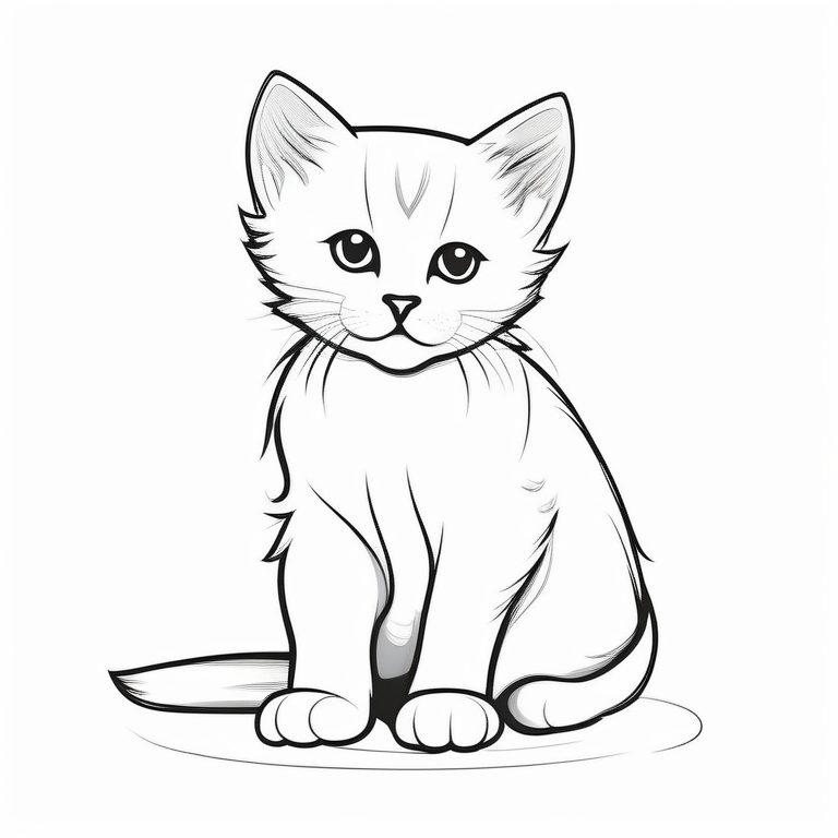 纯线条极简小猫插画