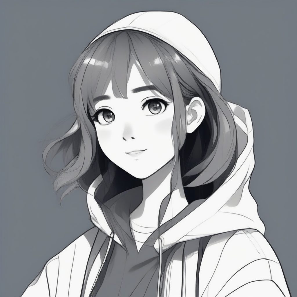 大眼睛特写：极简手绘感的纯净少女头像