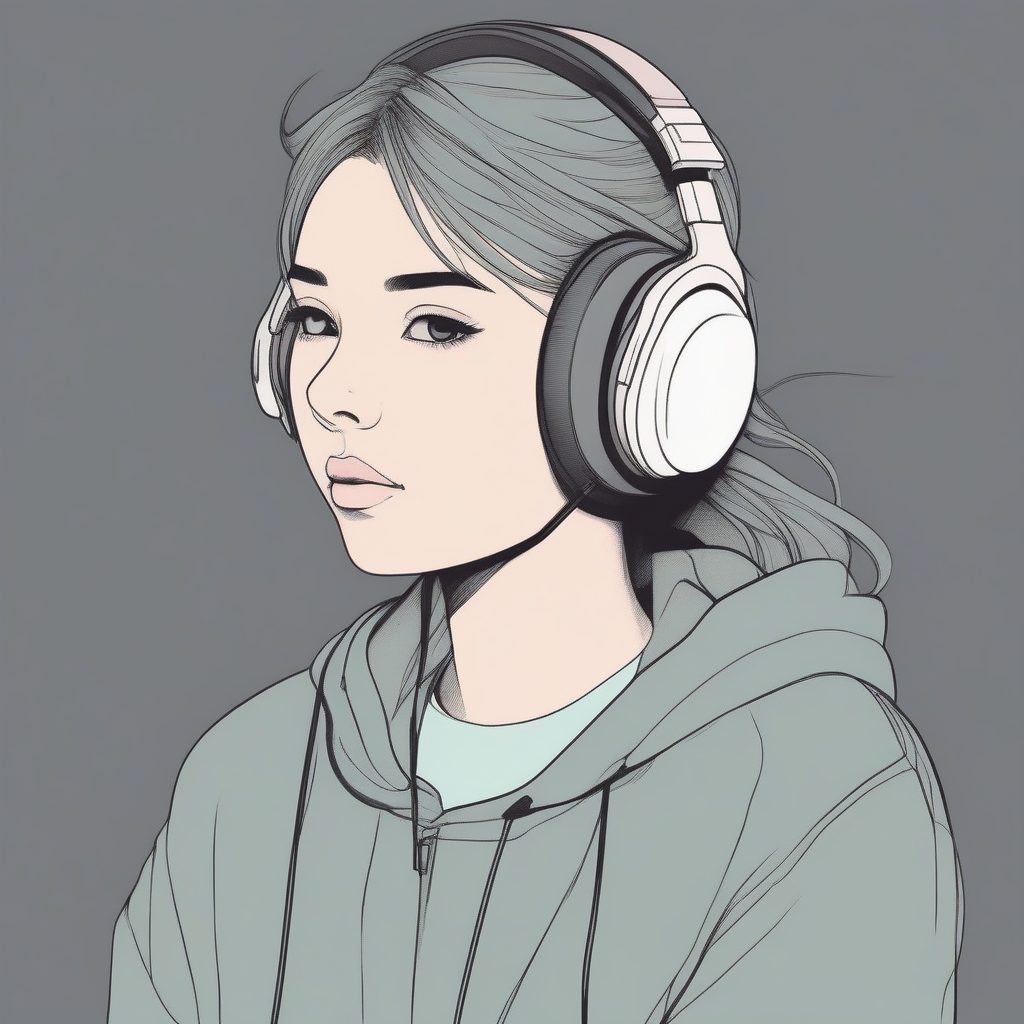 戴极简耳机的情绪肖像:纯色背景 5 戴极简耳机的情绪肖像:纯色背景