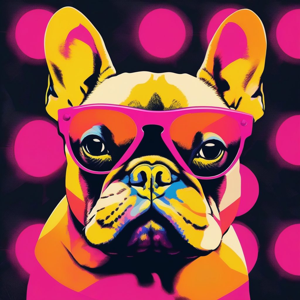戴墨镜法斗犬:迷幻波普艺术宠物肖像